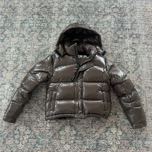 Aritzia The Super Puff™ Shorty - Hi-Gloss in Rich Mocha Brown XXS - Picture 6 of 9